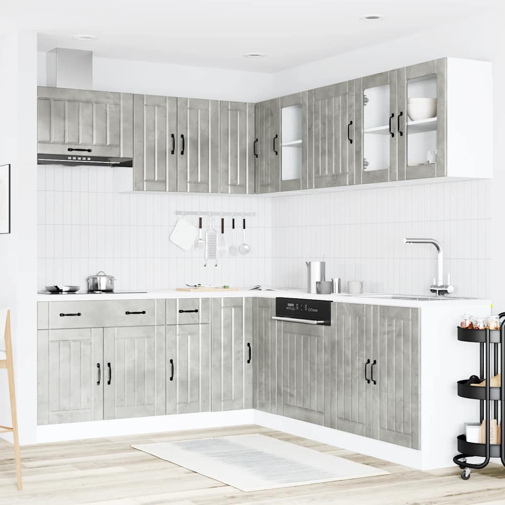 11 Peças armário de cozinha conjunto lucca concreto cinza