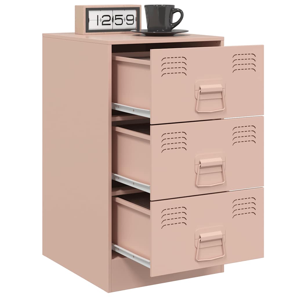 Mesas de cabeceira 2 pcs 34,5x39x62 cm aço rosa