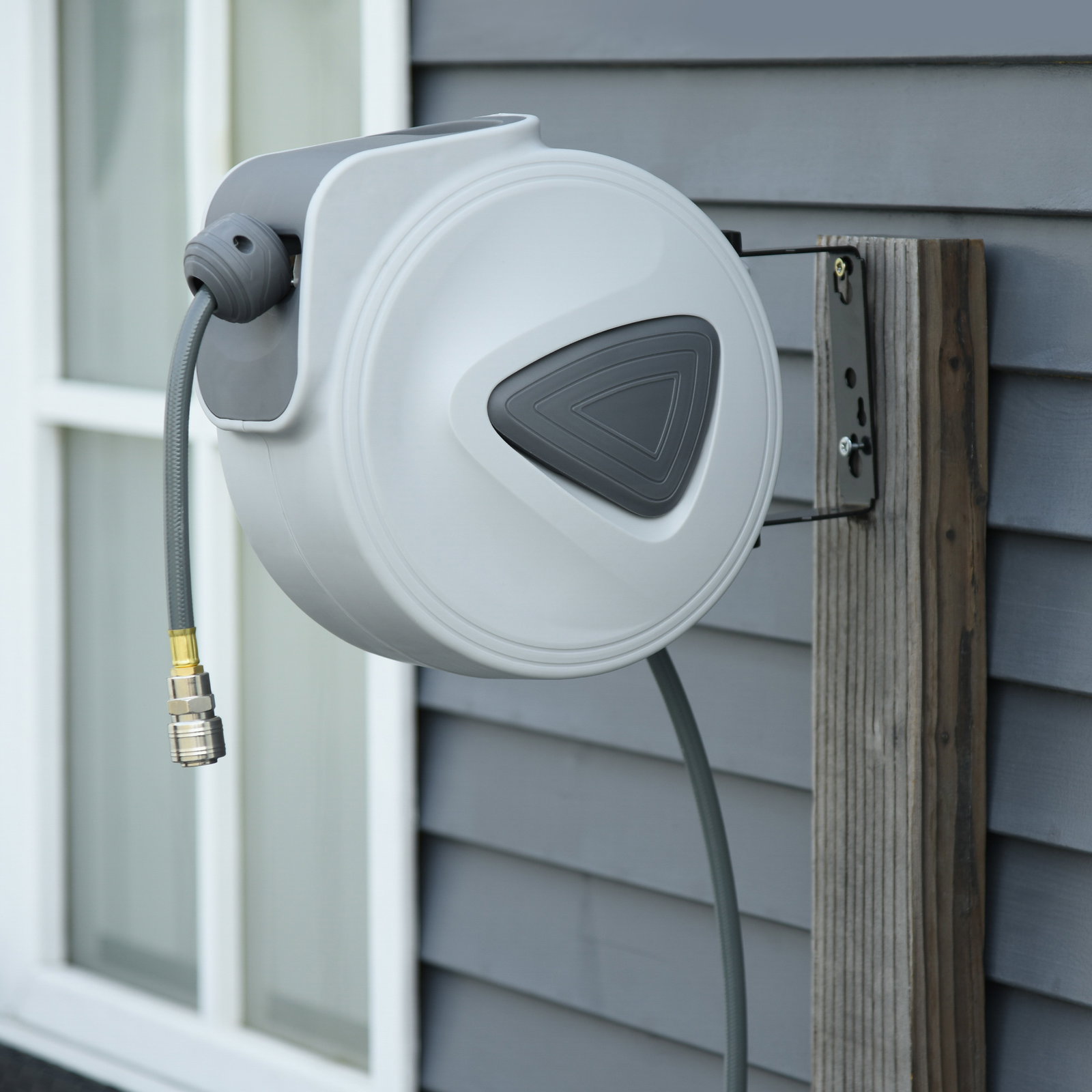 Carretel de mangueira de ar comprimido automático 20 m conector de 1/4'' bsp suporte de parede giratório 180° cinzento