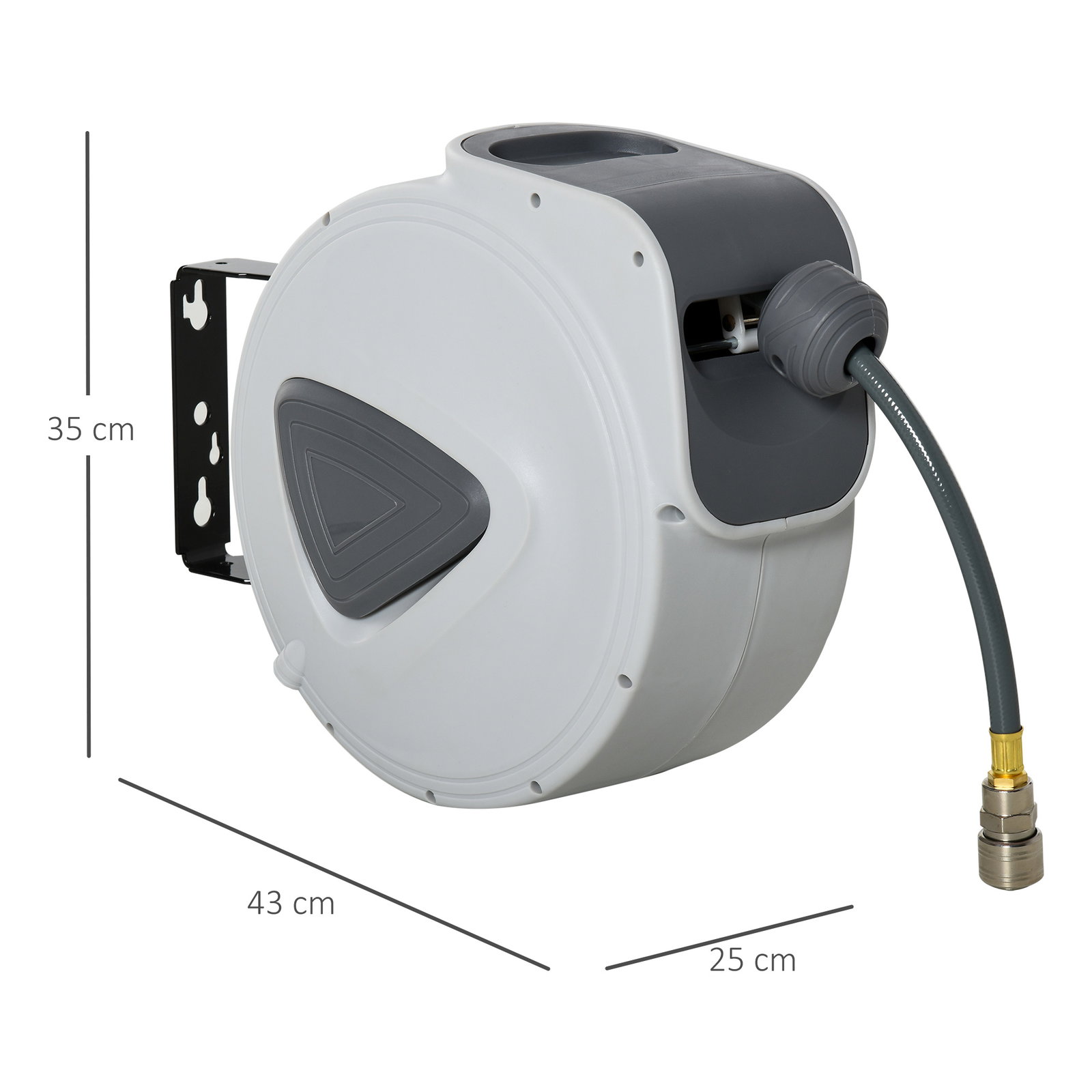 Carretel de mangueira de ar comprimido automático 20 m conector de 1/4'' bsp suporte de parede giratório 180° cinzento