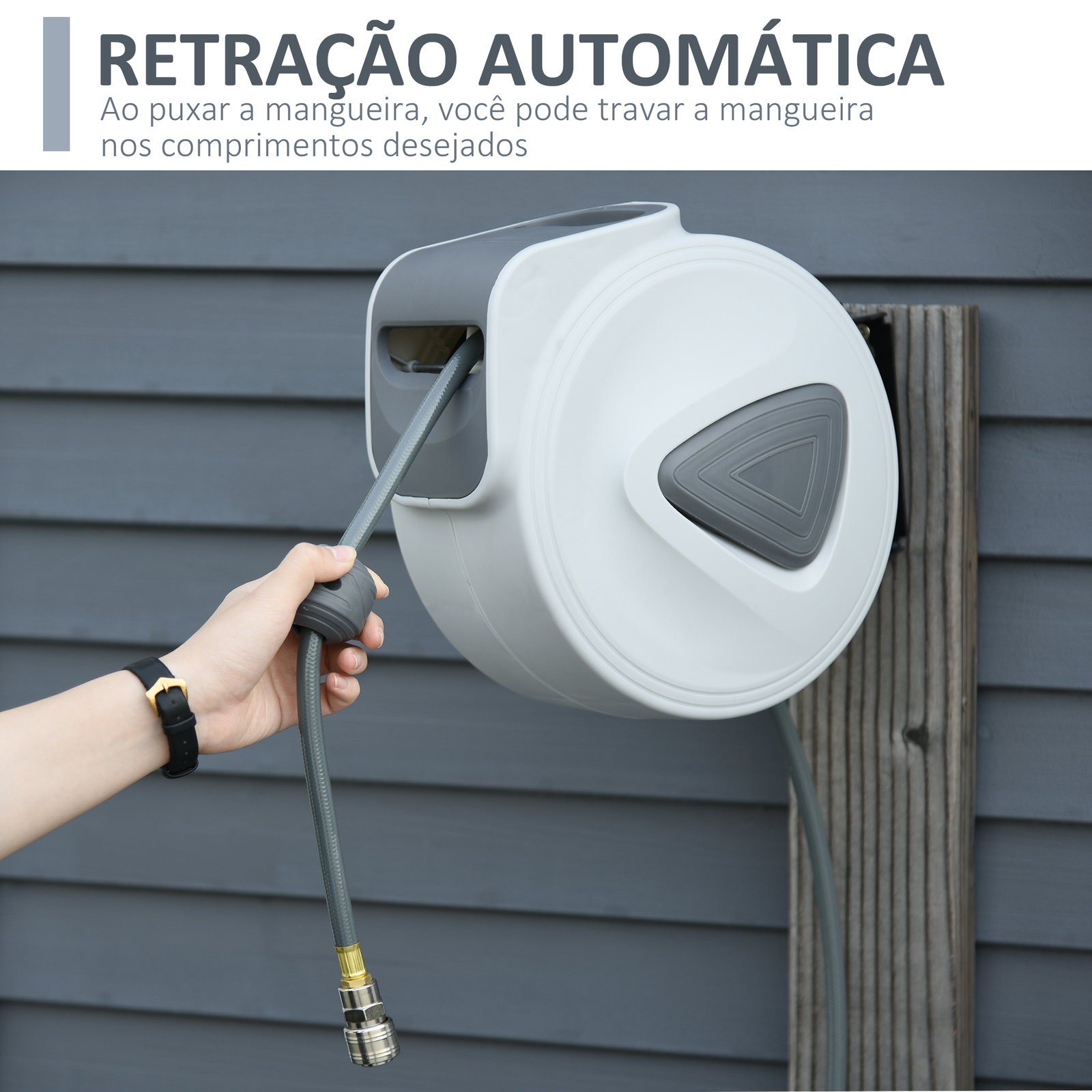 Carretel de mangueira de ar comprimido automático 20 m conector de 1/4'' bsp suporte de parede giratório 180° cinzento