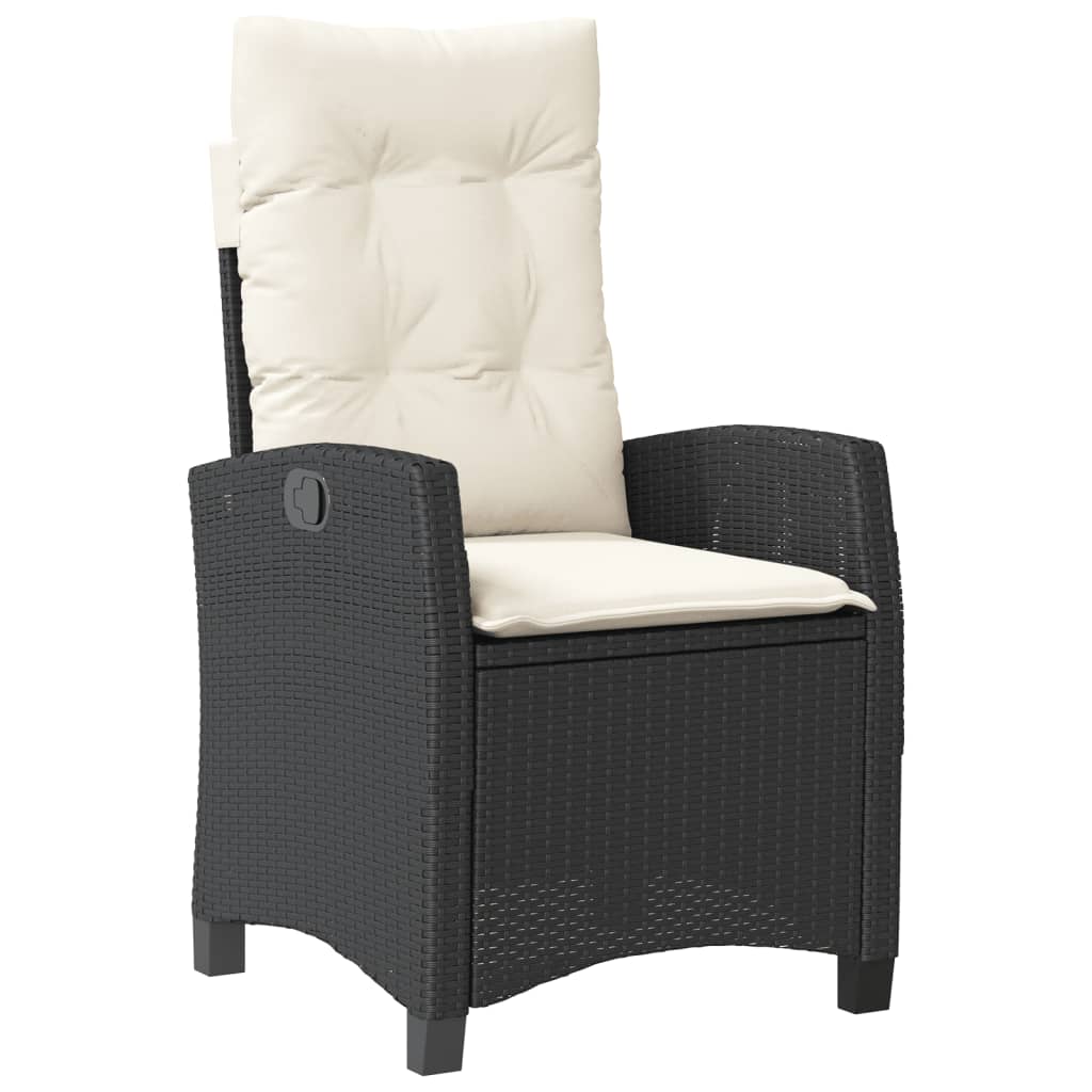 3 Pcs conjunto de bistrô com almofadões vime PE preto