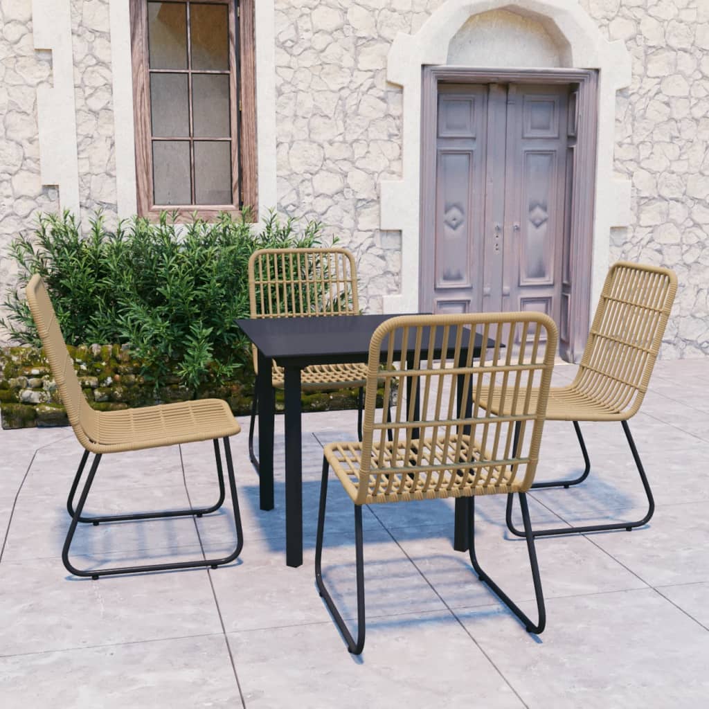 5 Pcs conjunto de jantar para exterior vime PE e vidro