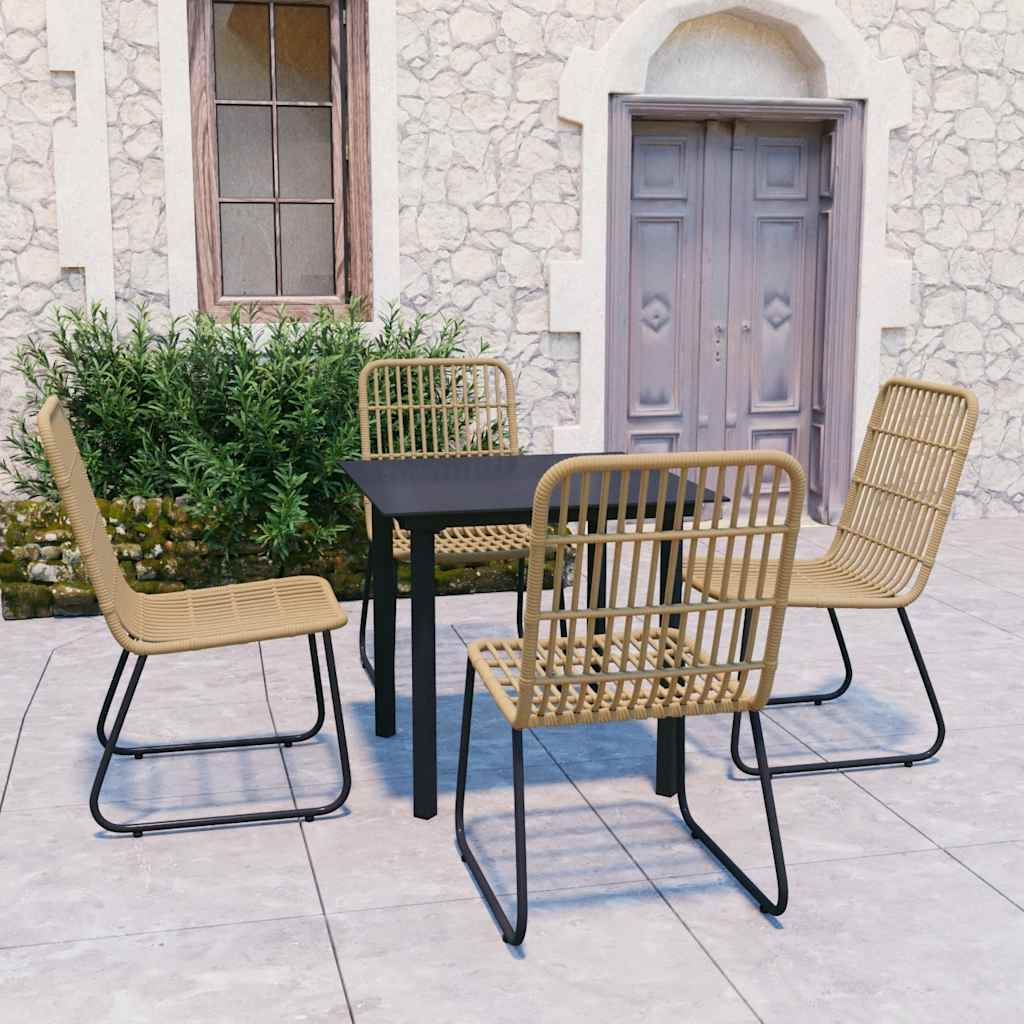 5 Pcs conjunto de jantar para exterior vime PE e vidro