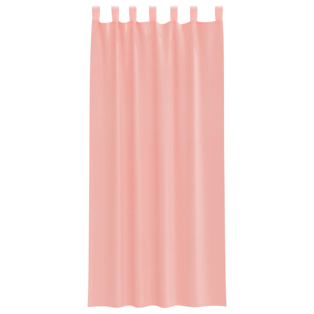 Cortinas de voile com bolsos para varão 2 pcs rosa