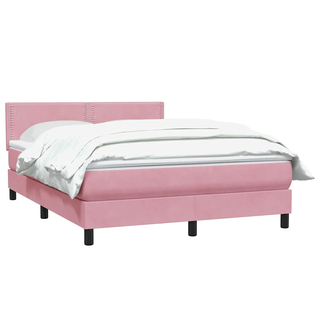 Cama box spring com colchão 160x210 cm veludo rosa