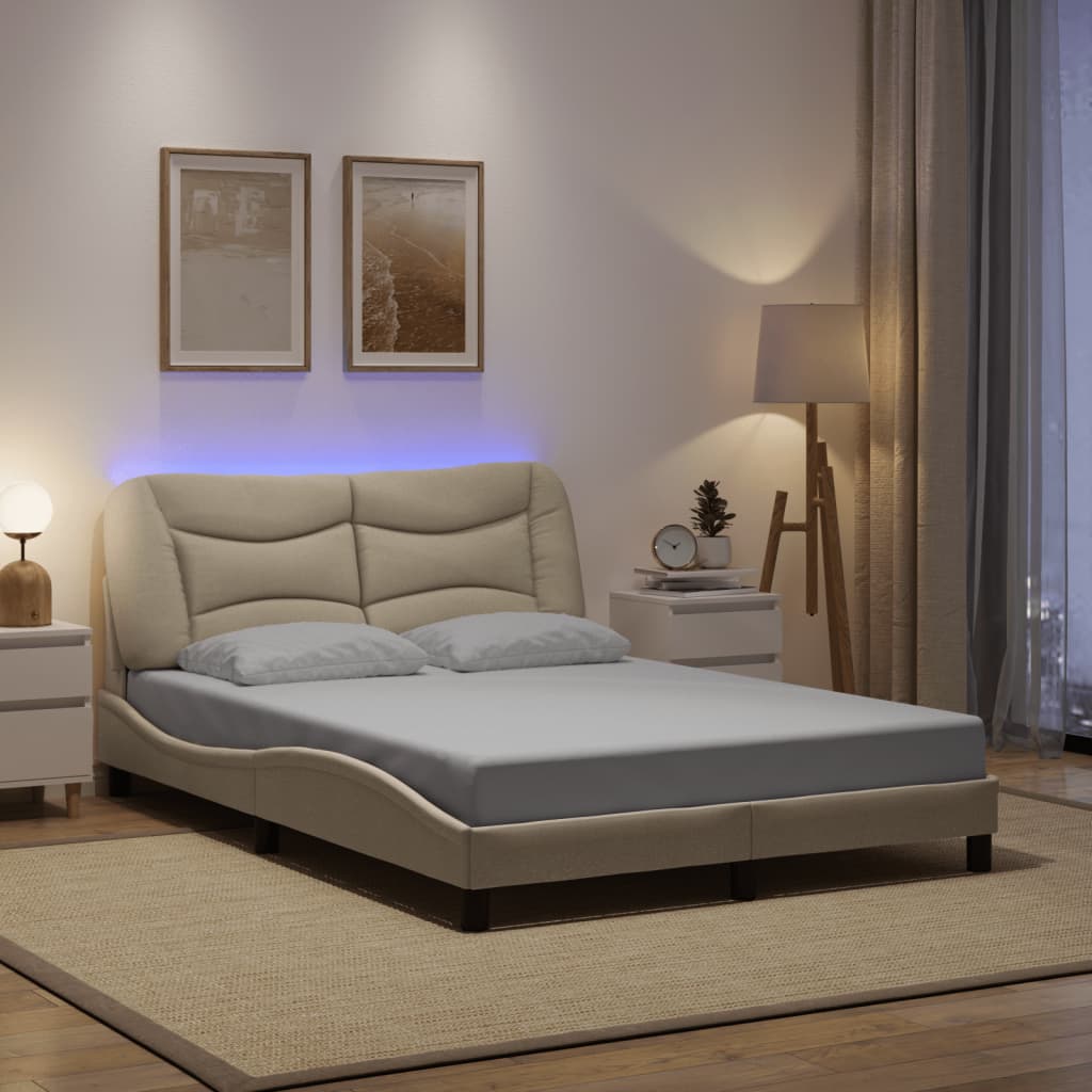 Estrutura de cama com LED sem colchão hvar 140x200 cm tecido