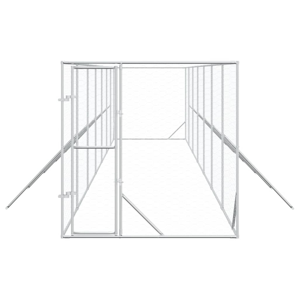 Canil de exterior 2x14x2 m aço galvanizado prateado
