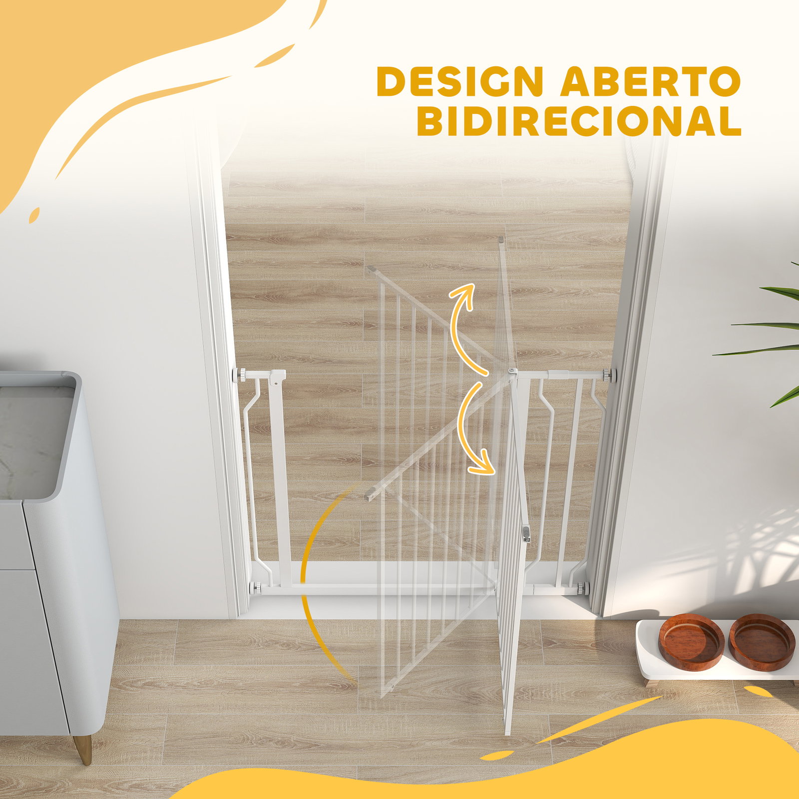 Barreira de Segurança para Cães Extensível para Escadas e Portas 75-95cm com Extensão de 10 cm Altura 76 cm Branco