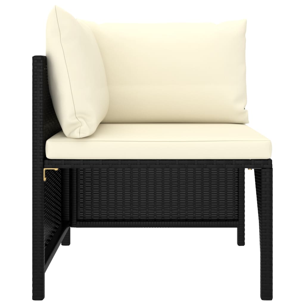 5 Pcs conjunto lounge de jardim c/ almofadões vime PE preto