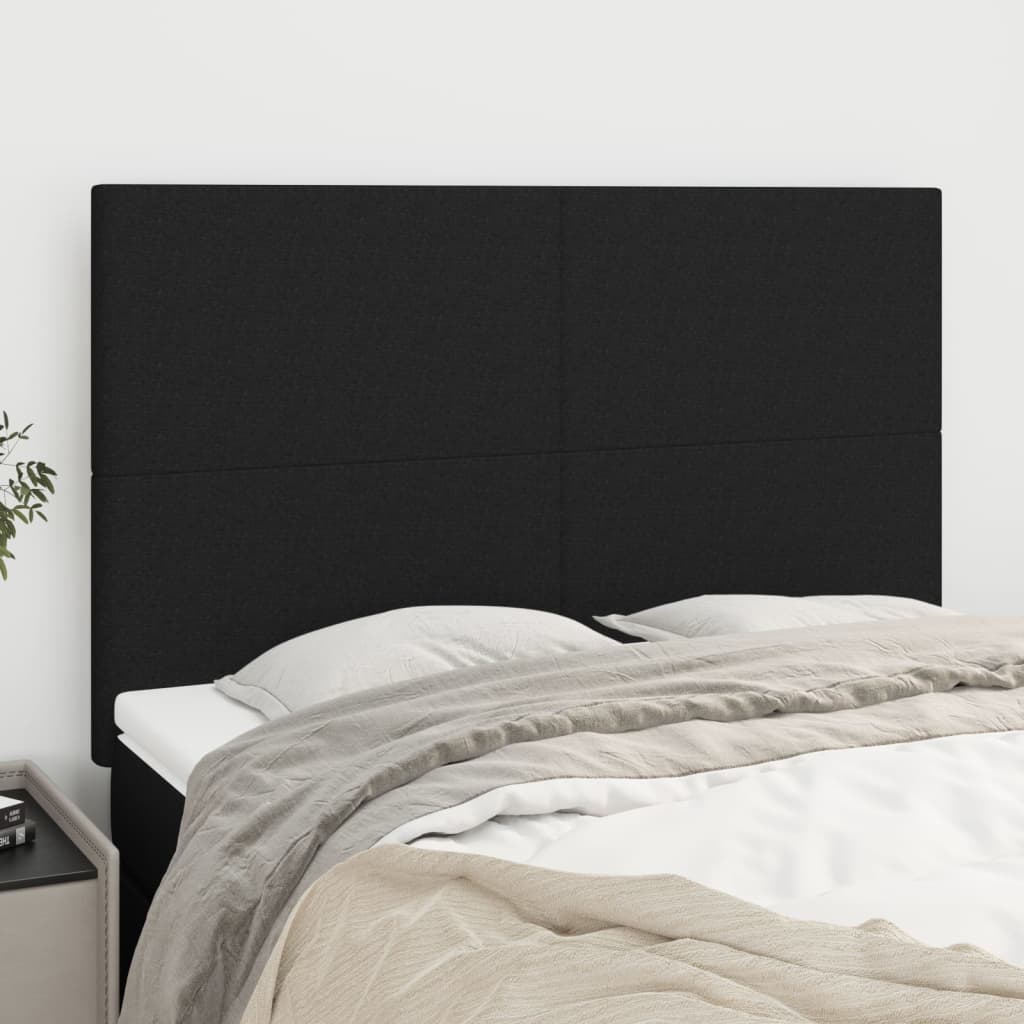 Cabeceira preta 144x5x118/128 cm tecido