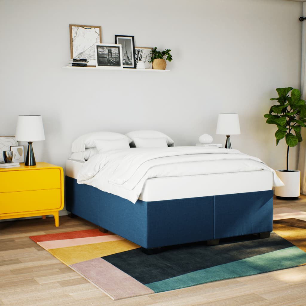 Cama com molas/colchão 160x200 cm tecido azul