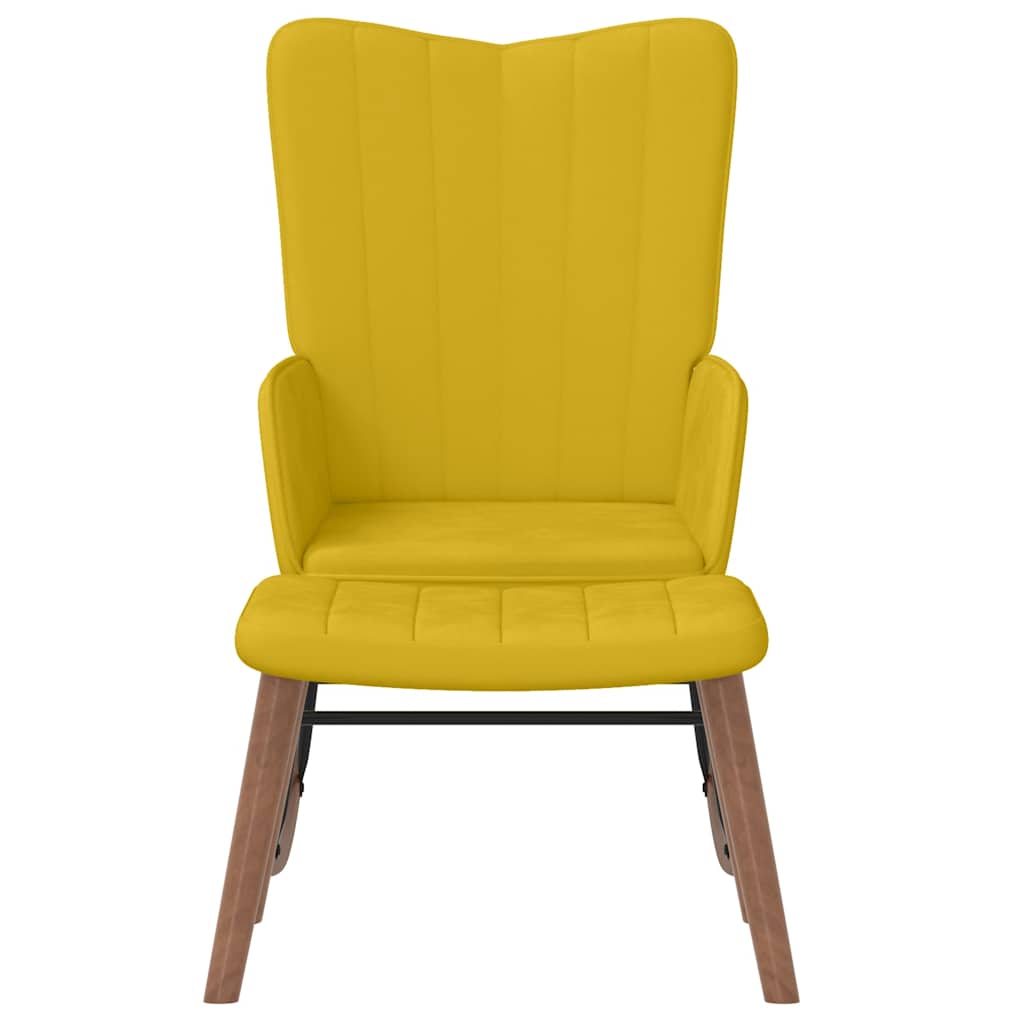 Cadeira de baloiço com banco veludo amarelo mostarda