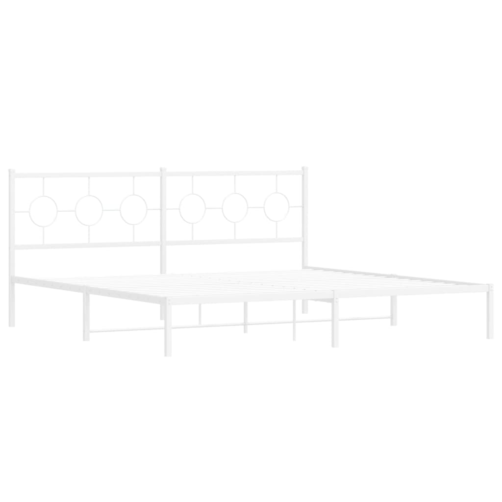 Estrutura de cama com cabeceira 200x200 cm metal branco