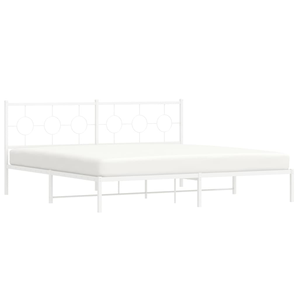 Estrutura de cama com cabeceira 200x200 cm metal branco