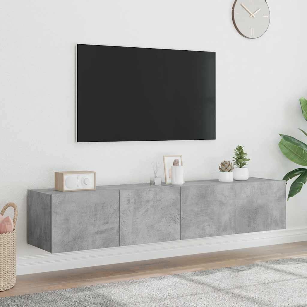 Móveis de parede para TV com luzes LED 2 pcs cinzento cimento