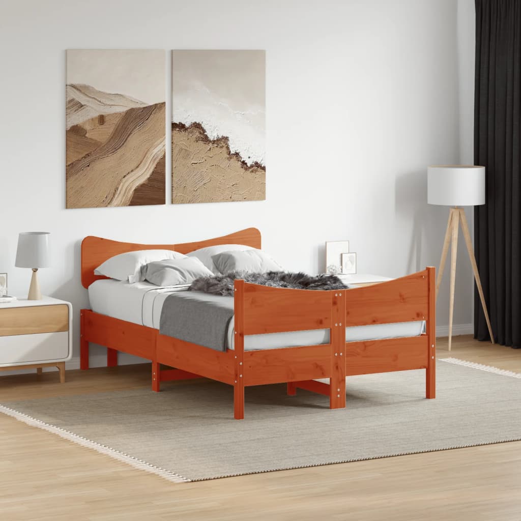 Cama sem colchão 120x200 cm madeira pinho maciça castanho-mel