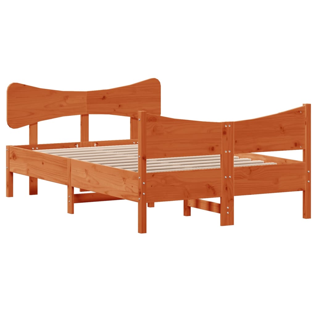 Cama sem colchão 120x200 cm madeira pinho maciça castanho-mel