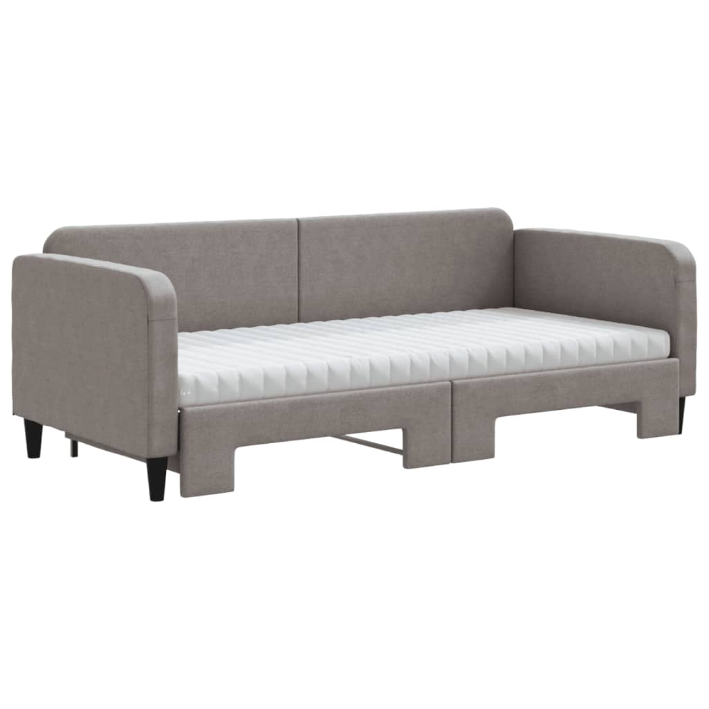 Sofá-cama c/ gavetão/colchões 90x200cm tecido cinza-acastanhado