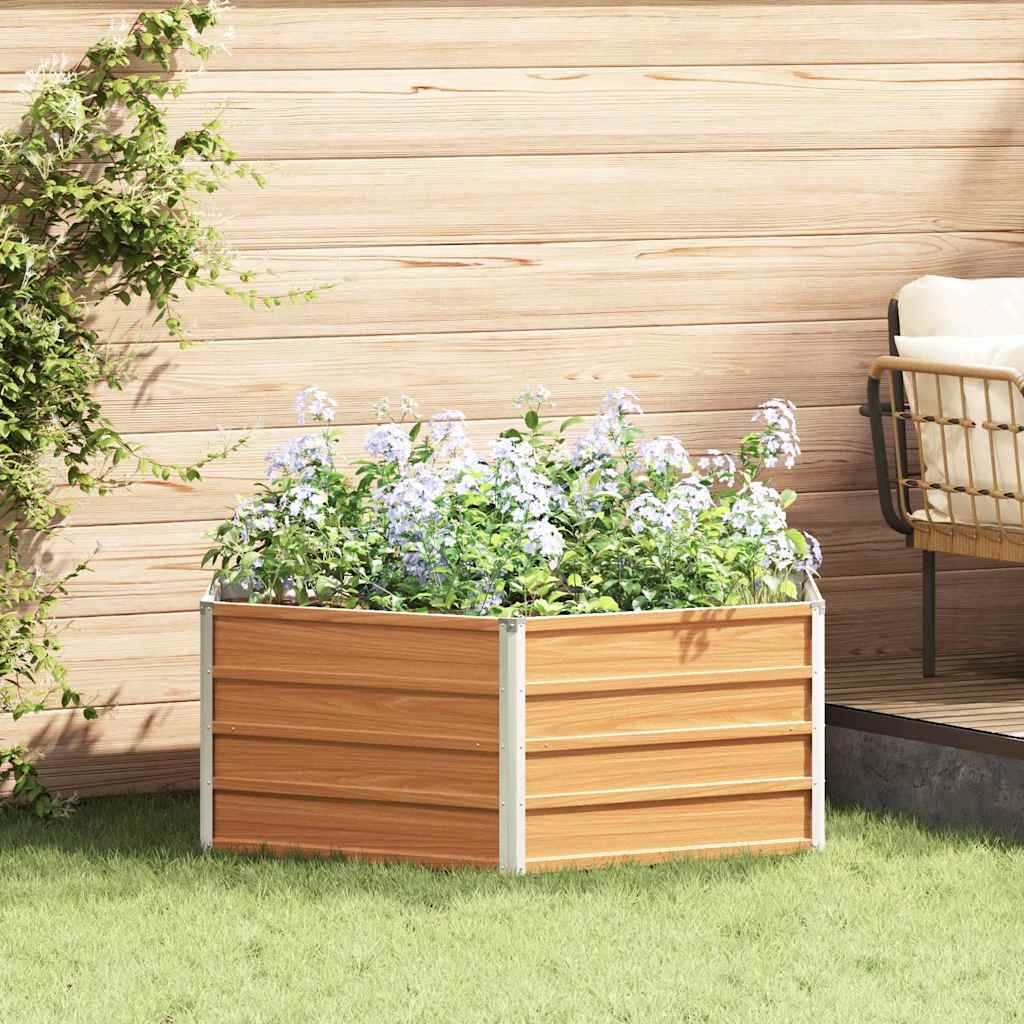 Cama de jardim elevada parece madeira 129 x 129 x 45 cm