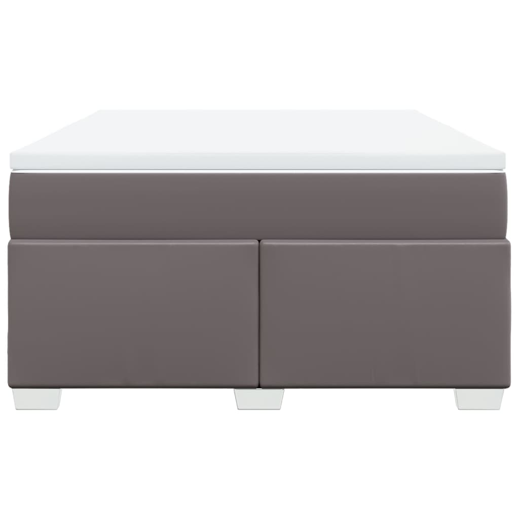 Cama com molas/colchão 140x190 cm couro artificial cinzento