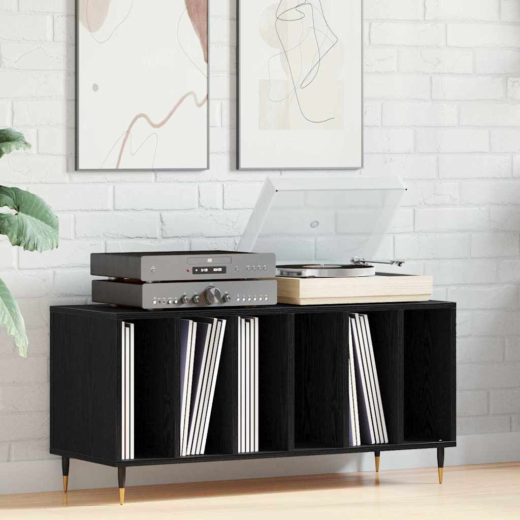 Armário para discos de vinil carvalho preto 100 x 38 x 48 cm