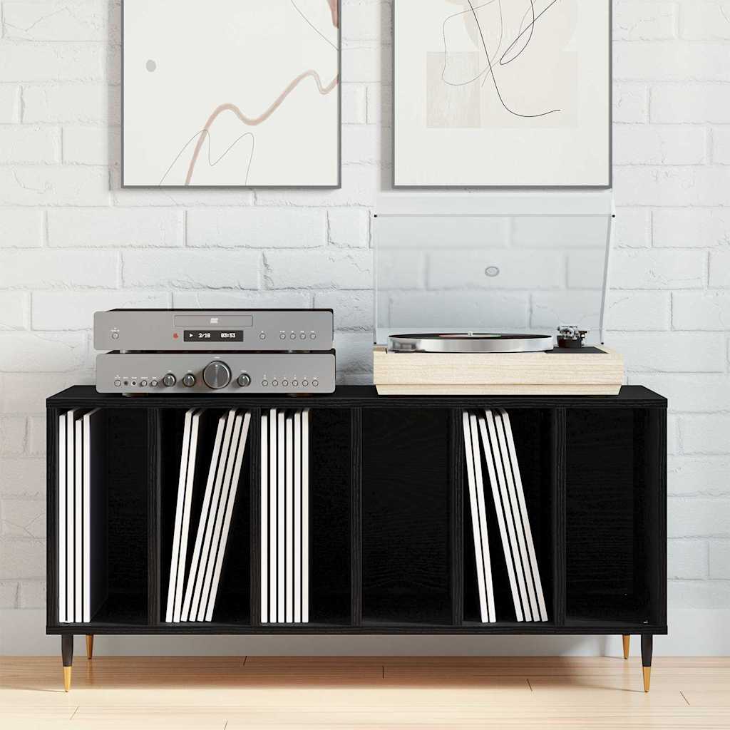 Armário para discos de vinil carvalho preto 100 x 38 x 48 cm