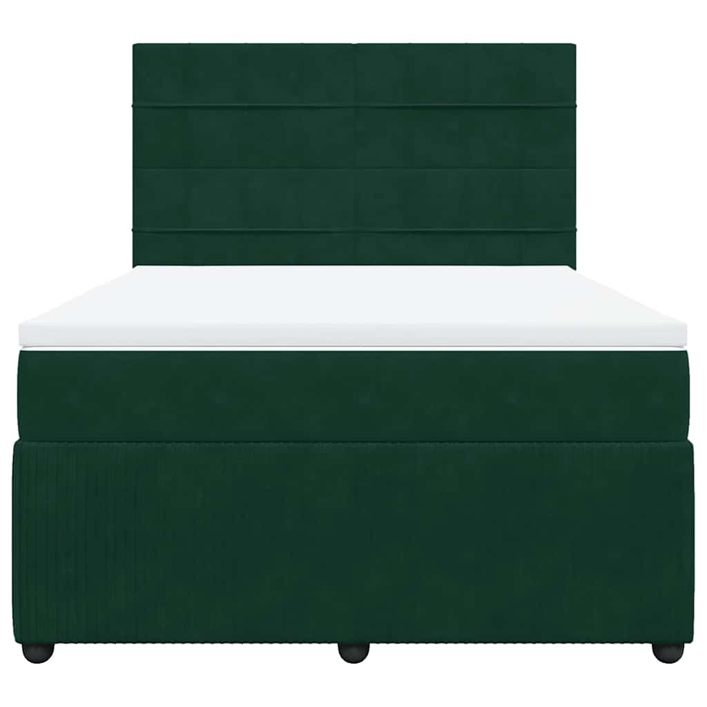 Cama com molas/colchão 140x200 cm veludo verde-escuro