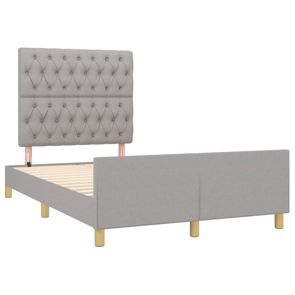 Estrutura de cama sem colchão cinza claro tecido