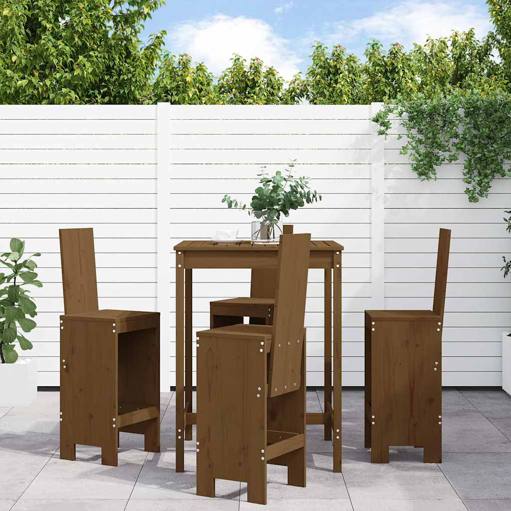 5 Pcs conj. de bar p/ jardim madeira pinho maciça castanho-mel