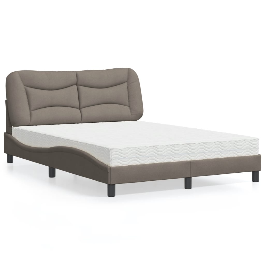 Cama com colchão hvar 120x200 cm tecido castanho-acinzentado