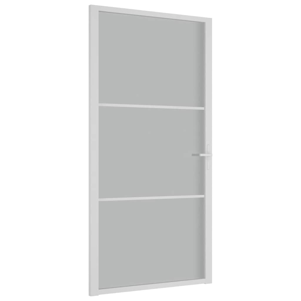 Porta de interior 102,5x201,5 cm vidro fosco e alumínio branco