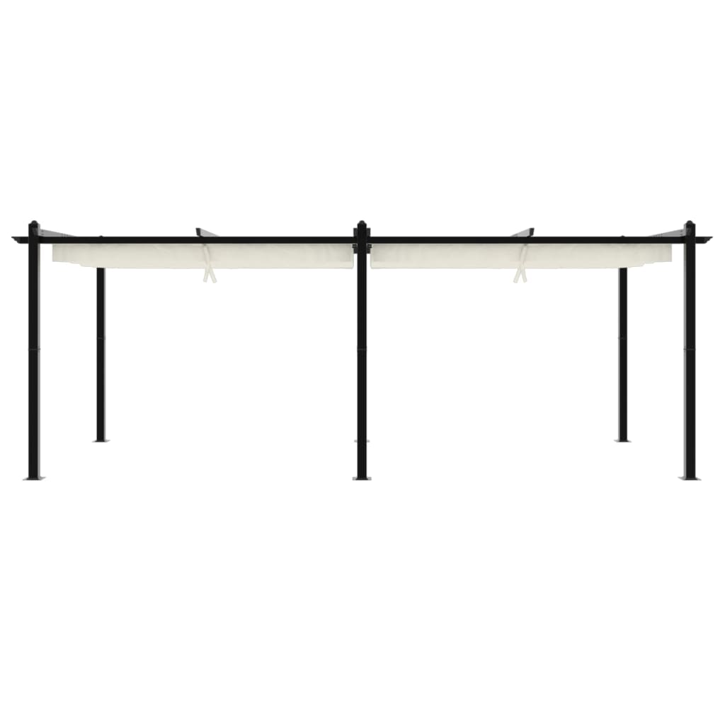 Gazebo de jardim com teto retrátil 3x6 m alumínio creme