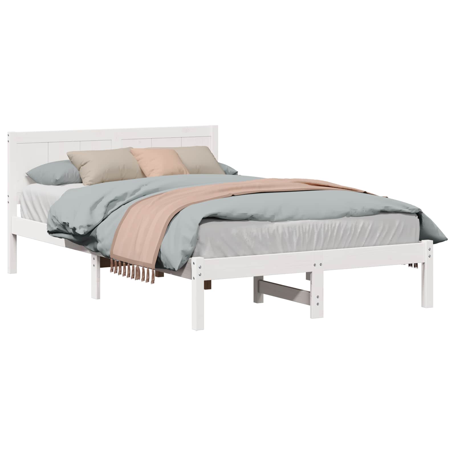 Estrutura da cama branco 120 x 190 cm madeira de pinho maciça