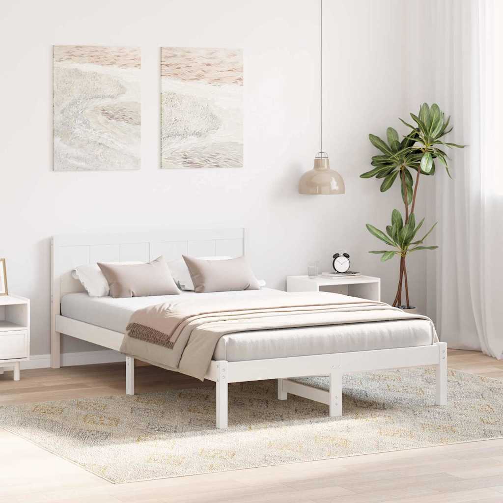 Estrutura da cama branco 120 x 190 cm madeira de pinho maciça