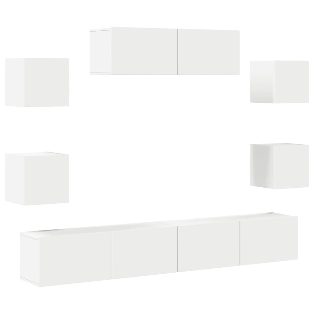 Conjunto móveis de TV 7 pcs madeira processada branco