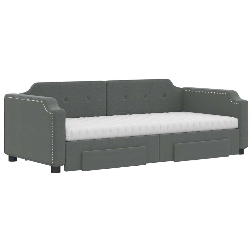 Sofá-cama c/ gavetão e gavetas 90x190 cm tecido cinzento-escuro