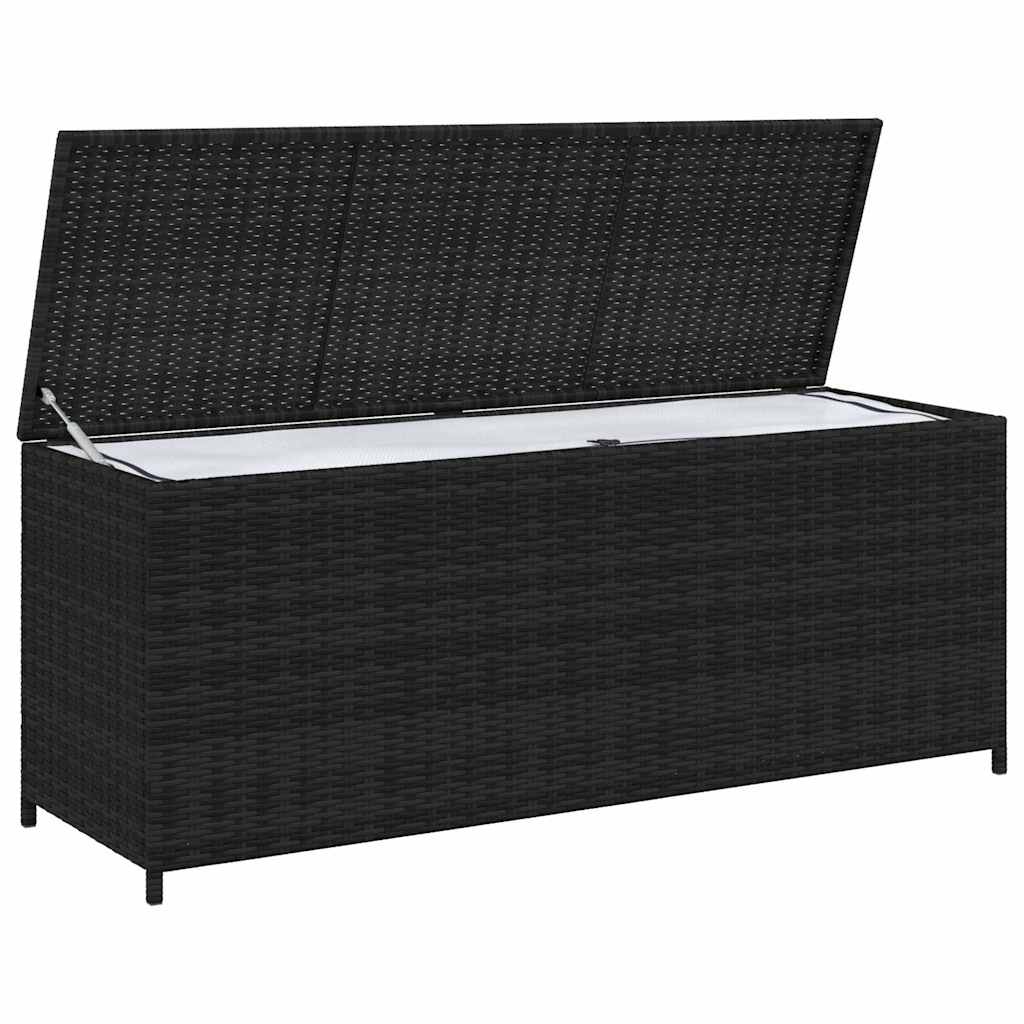 Caixa de arrumação para jardim 150x50x60 cm vime PE preto