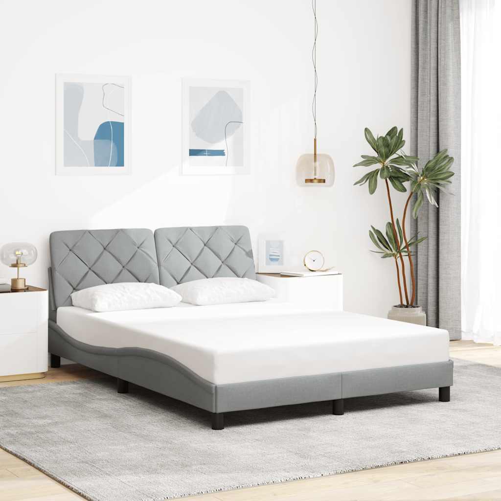 Estrutura de cama com LED sem colchão 140x190 cm tecido