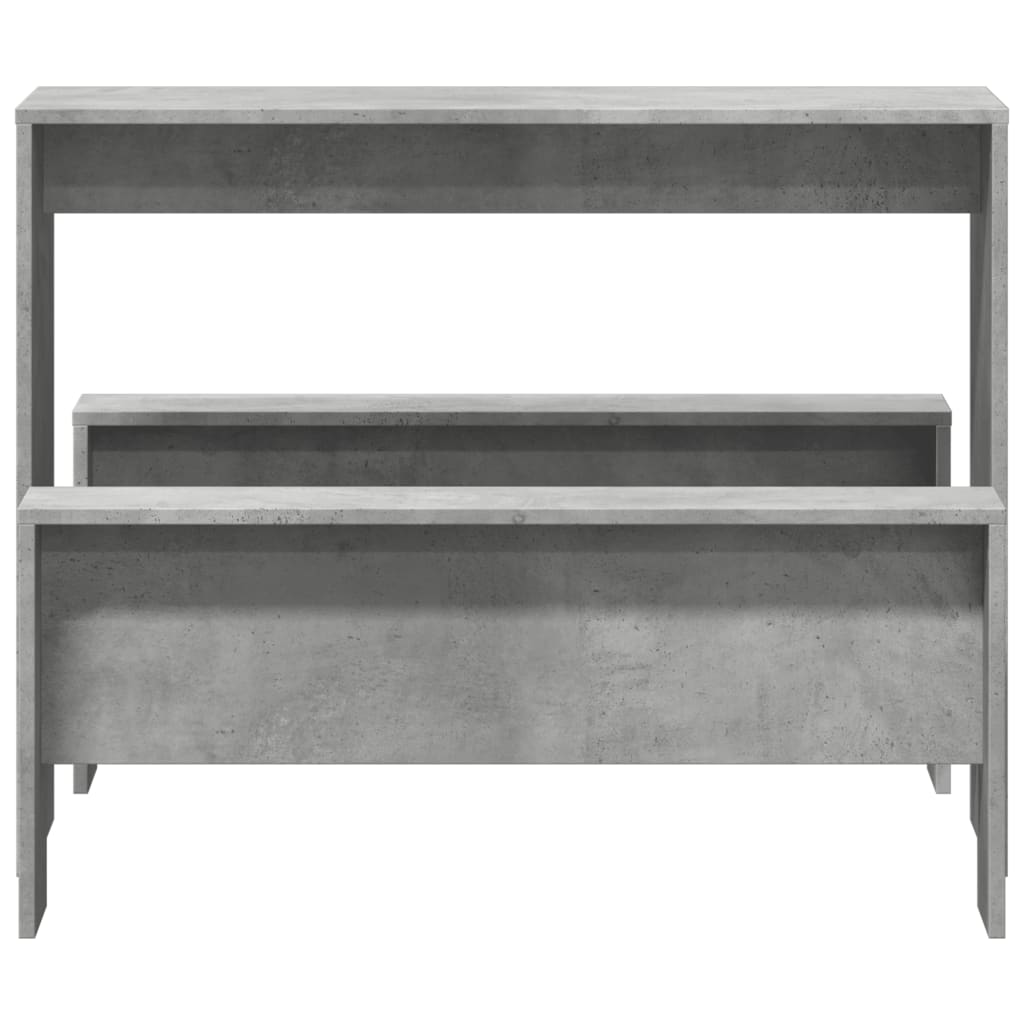 3 Pcs conj. mesa jantar e banco deriv. madeira cinzento cimento