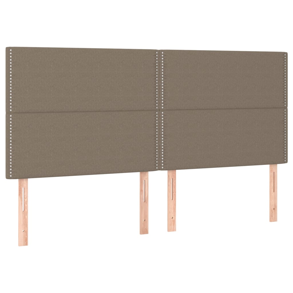 Cabeceira cama c/ LED tecido 200x5x118/128 cm cinza-acastanhado