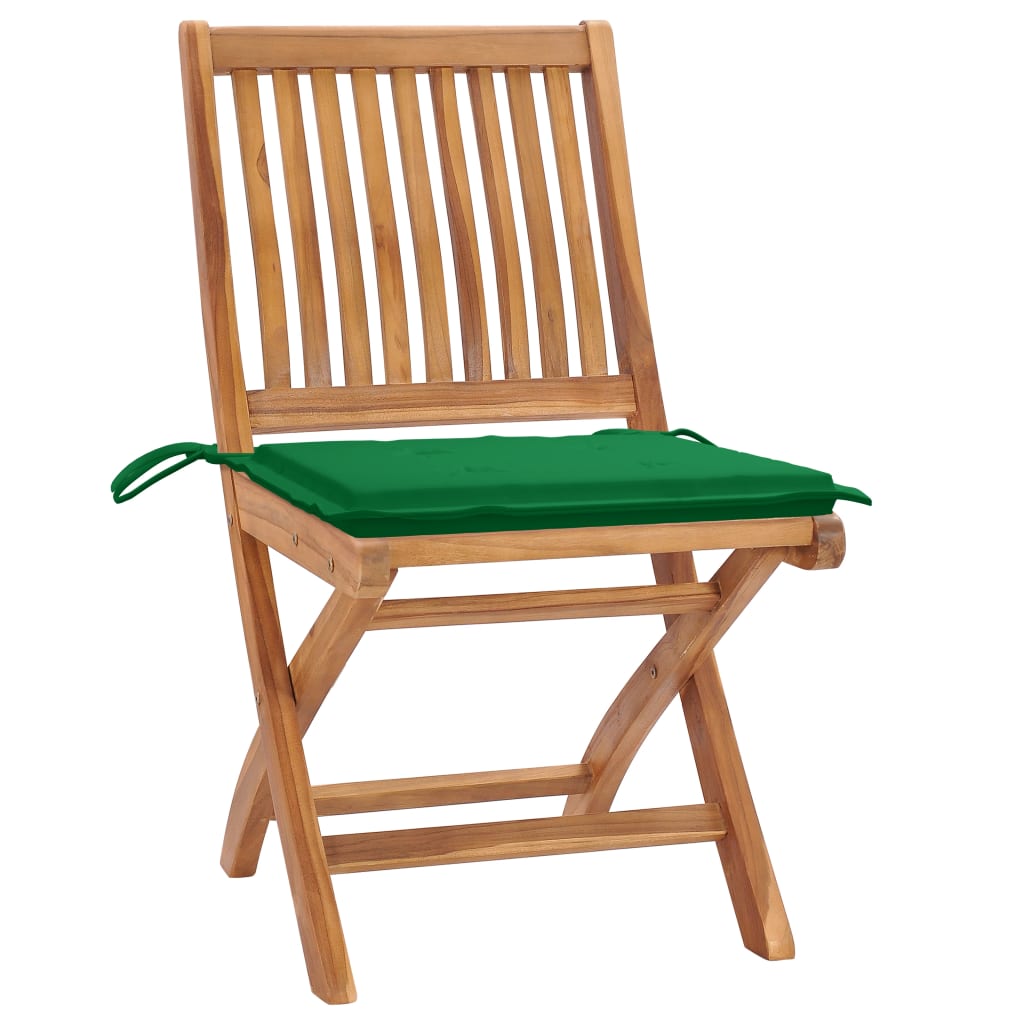 Cadeiras de jardim dobráveis c/ almofadões 6 pcs teca maciça