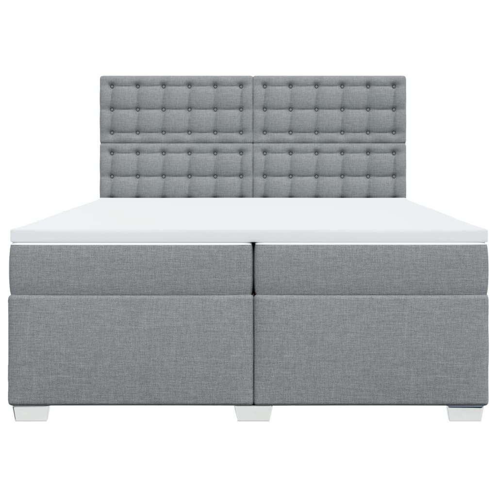 Cama com molas/colchão 200x200 cm tecido cinza-claro