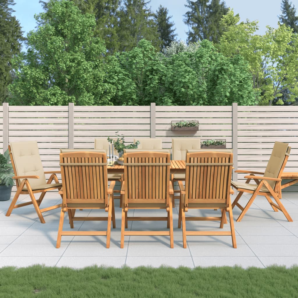 Cadeiras de jardim reclináveis c/ almofadões 8 pcs teca maciça
