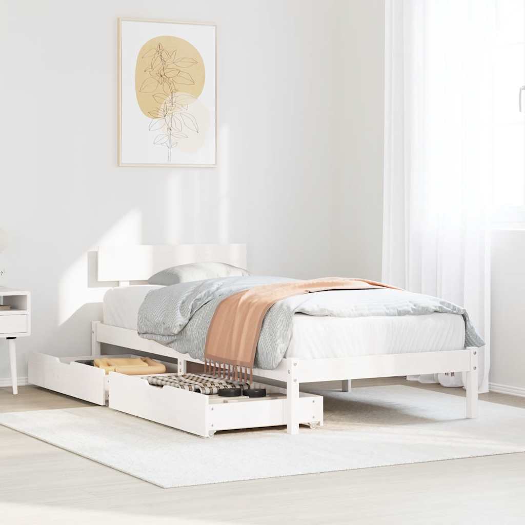Cama sem colchão 90x190 cm madeira de pinho maciça branco