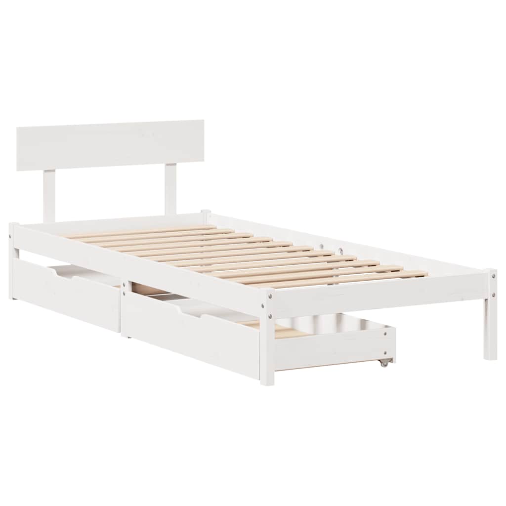 Cama sem colchão 90x190 cm madeira de pinho maciça branco