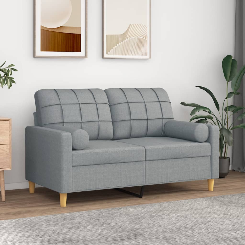 Almofadas decorativas 2 pcs ø15x50 cm tecido cinzento-claro
