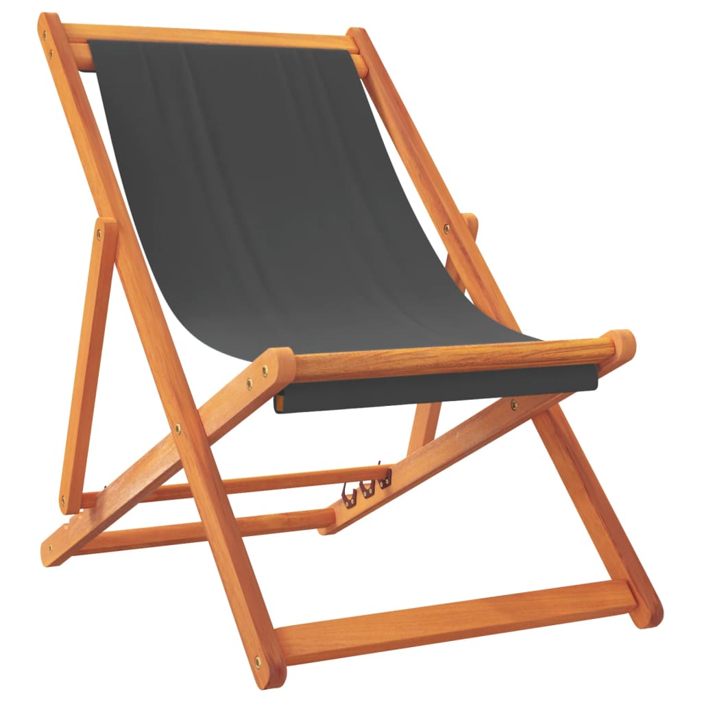 Cadeiras de praia dobráveis 2 pcs tecido cinzento