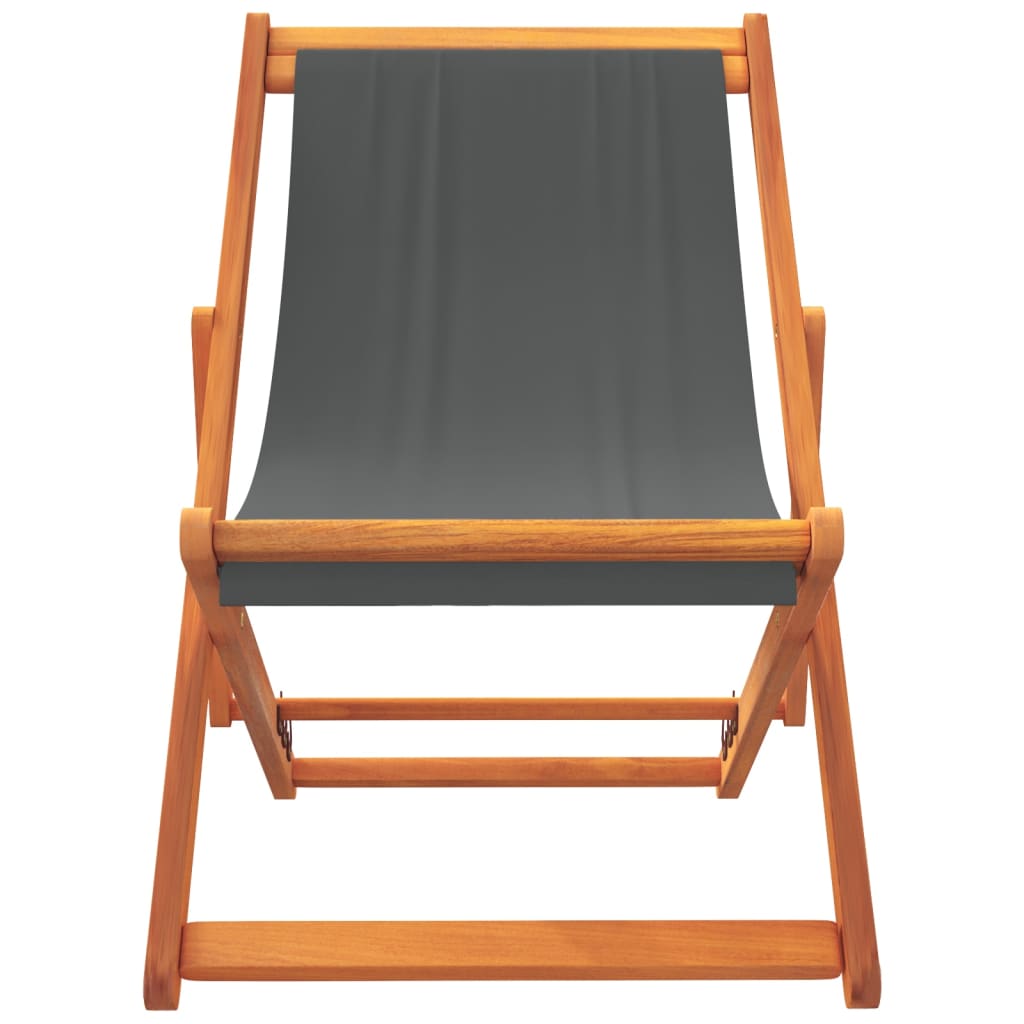 Cadeiras de praia dobráveis 2 pcs tecido cinzento