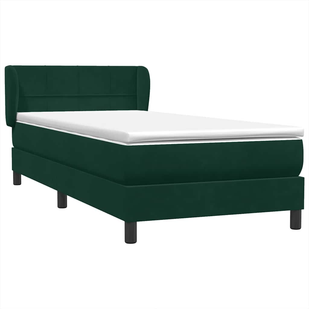 Cama com molas/colchão verde-escuro 80x220 cm veludo